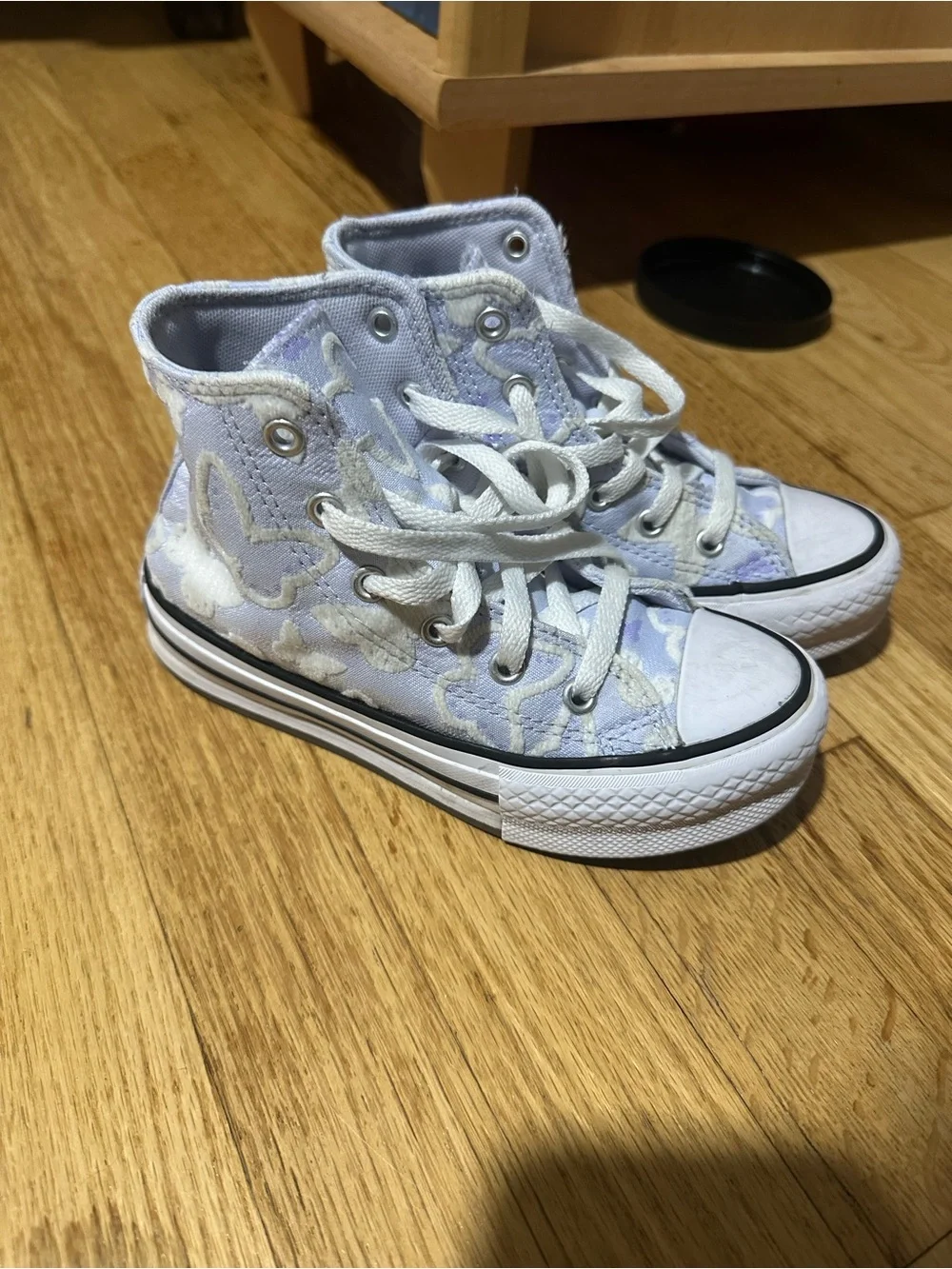 Converse Kids' High Top Sneakers - Light Purple & White Butterfly Print